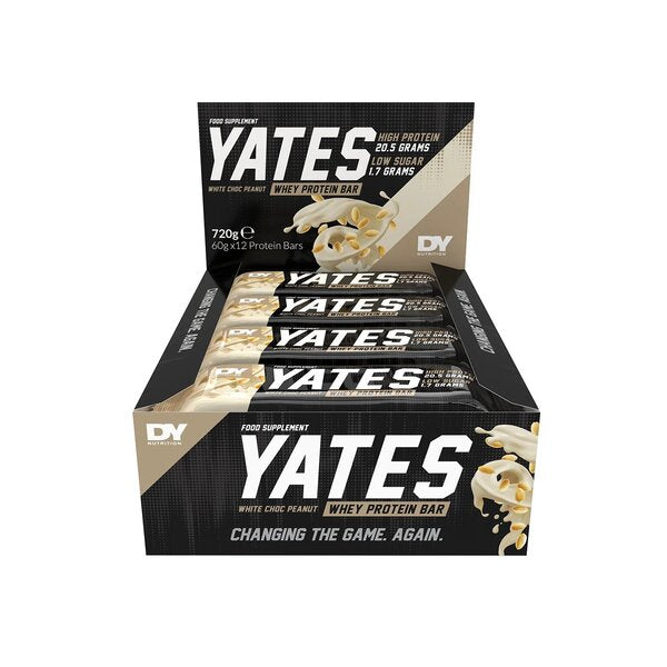 Yates Protein Bar, White Chocolate Peanut - 12 x 60g - Vitax.ro