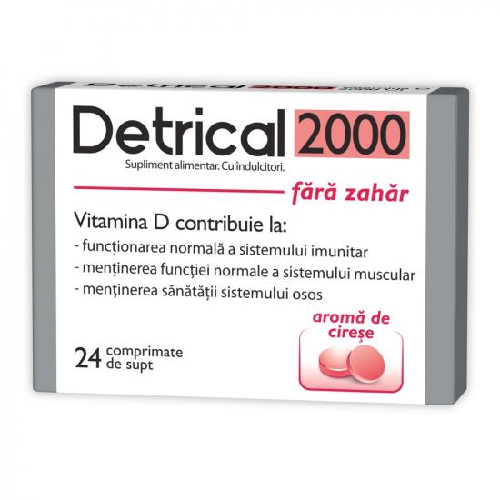 Detrical D3 2000 UI, Cu Aroma Cirese Fara Zahar, Zdrovit, 24 Comprimate De Supt - Vitax.ro