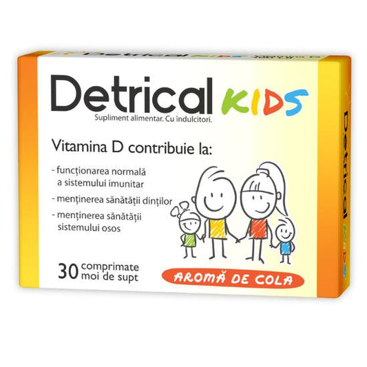 Detrical D3 400 UI Kids, Cu Aroma De Cola, Zdrovit, 30 Comprimate Moi De Supt - Vitax.ro