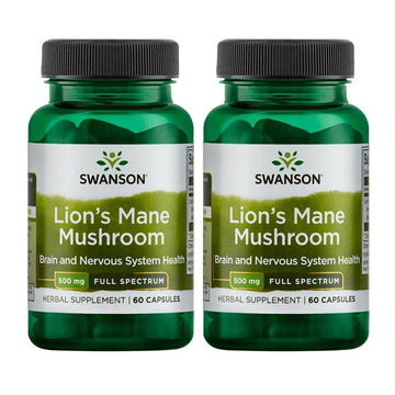 Pachet 2x Full Spectrum Lion's Mane Mushroom, 500mg - 60 caps - Vitax.ro