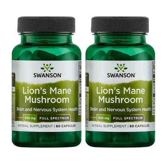 Pachet 2x Full Spectrum Lion's Mane Mushroom, 500mg - 60 caps - Vitax.ro