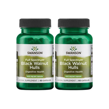 Pachet 2x Full Spectrum Black Walnut Hulls, 500mg - 60 caps - Vitax.ro
