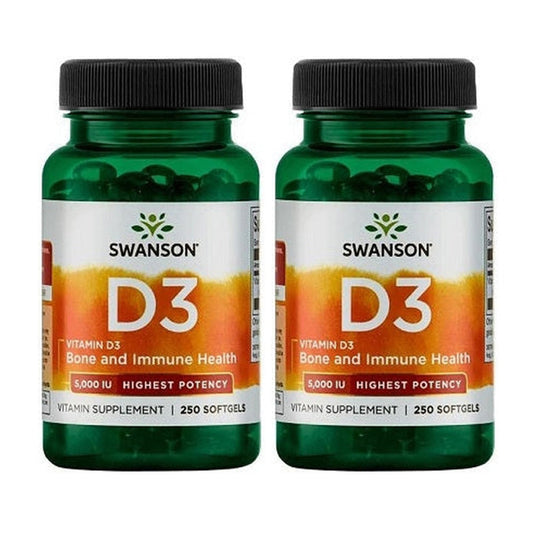 Pachet 2x Vitamin D-3, 5000 IU - 250 softgels - Vitax.ro