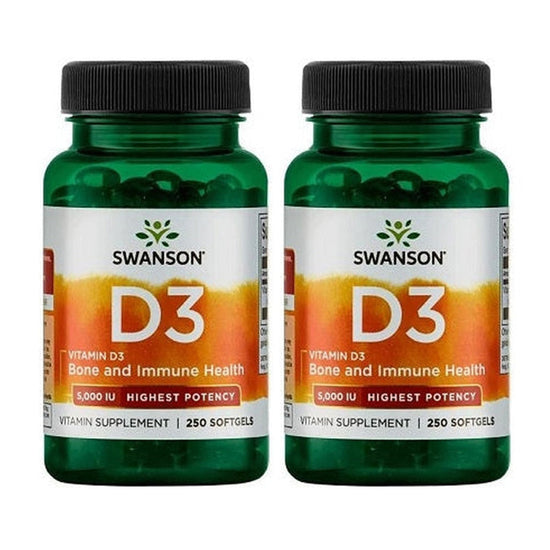 Pachet 2x Vitamin D-3, 5000 IU - 250 softgels - Vitax.ro