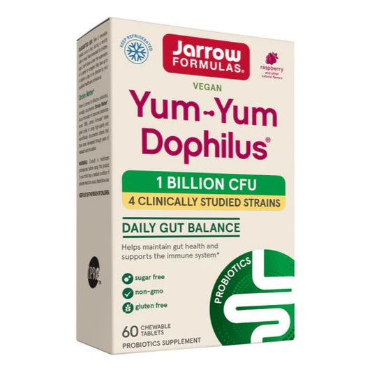 Yum-Yum Dophilus, 1 Billion CFU (Raspberry), 60 chewable tabs, Jarrow Formulas - Vitax.ro
