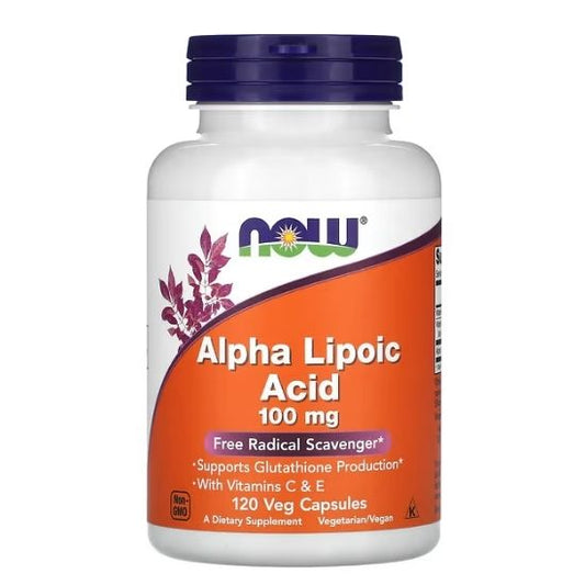 Alpha Lipoic Acid with Vitamins C & E, 100mg, 120 vcaps, NOW Foods - Vitax.ro