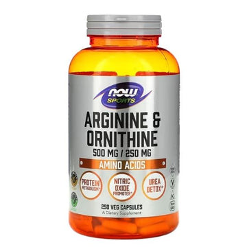 Arginine & Ornithine, 500/250, 250 vcaps, NOW Foods - Vitax.ro