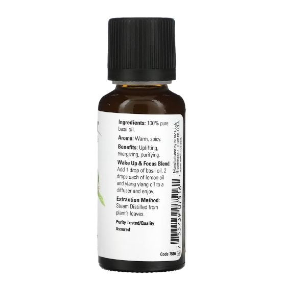 Essential Oil, Basil Oil, 30 ml, NOW Foods - Vitax.ro