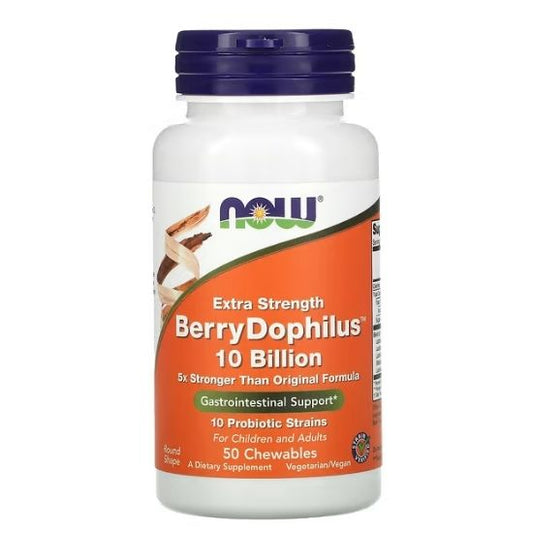 BerryDophilus, 10 Billion (Extra Strength), 50 chewables, NOW Foods - Vitax.ro