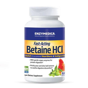 Betaine HCI, 600mg, 60 capsules, Enzymedica - Vitax.ro