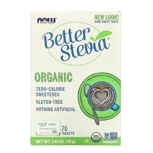 Better Stevia Packets, Organic, 75 packets, NOW Foods - Vitax.ro