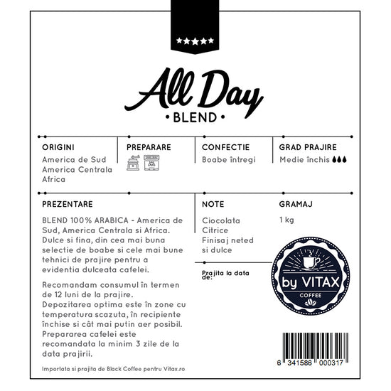 Blend All Day - Cafea de Specialitate 1 kg, Boabe - Vitax.ro