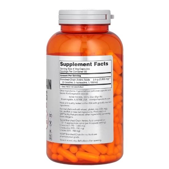 BCAA - Branched Chain Amino Acids, 240 caps, NOW Foods - Vitax.ro