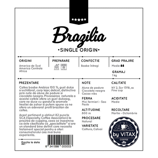 Brazilia Mogiana - Cafea de Specialitate 1 Kg, Boabe - Vitax.ro