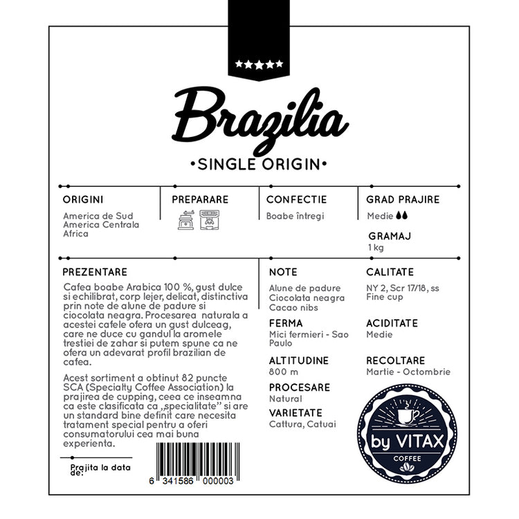 Brazilia Mogiana - Cafea de Specialitate 1 Kg, Boabe - Vitax.ro