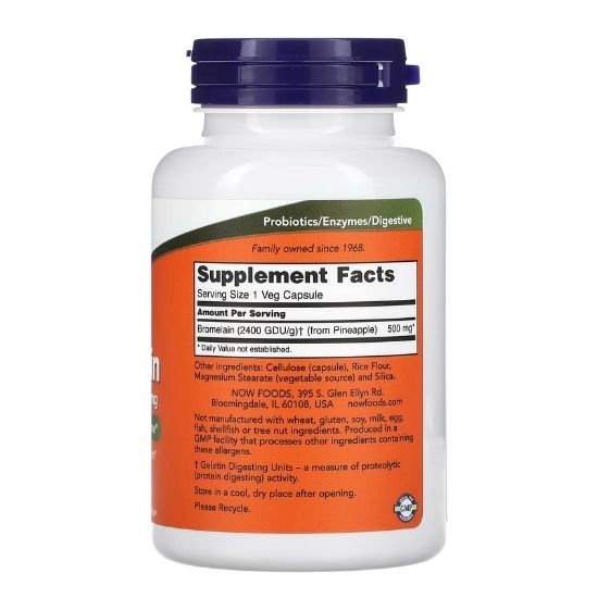 Bromelain, 500mg, 120 vcaps, NOW Foods - Vitax.ro