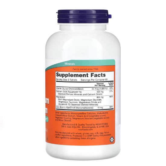 Magnesium & Calcium with Zinc and Vitamin D3, 250 tablets, NOW Foods - Vitax.ro