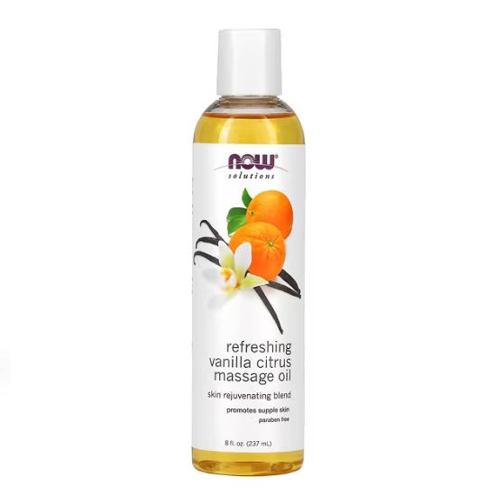 Refreshing Vanilla Citrus Massage Oil, 237 ml, NOW Foods - Vitax.ro