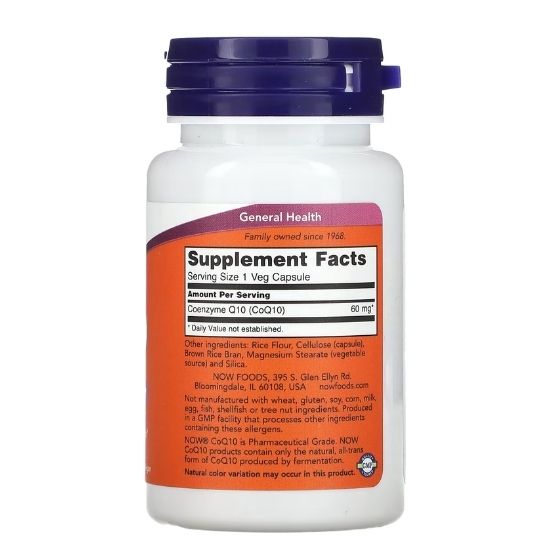 CoQ10, 60mg, 60 vcaps, NOW Foods - Vitax.ro