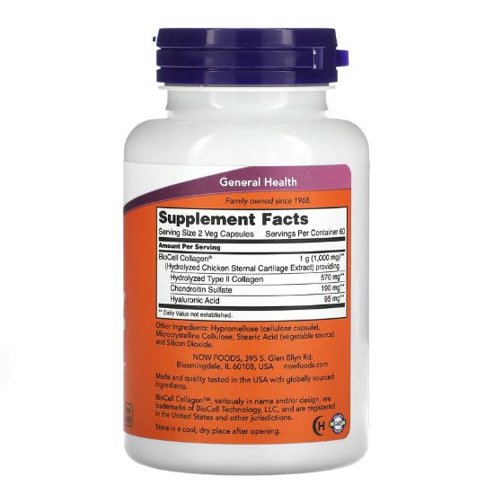 BioCell Collagen Hydrolyzed Type II, 120 vcaps, NOW Foods - Vitax.ro