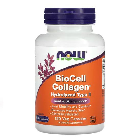 BioCell Collagen Hydrolyzed Type II, 120 vcaps, NOW Foods - Vitax.ro
