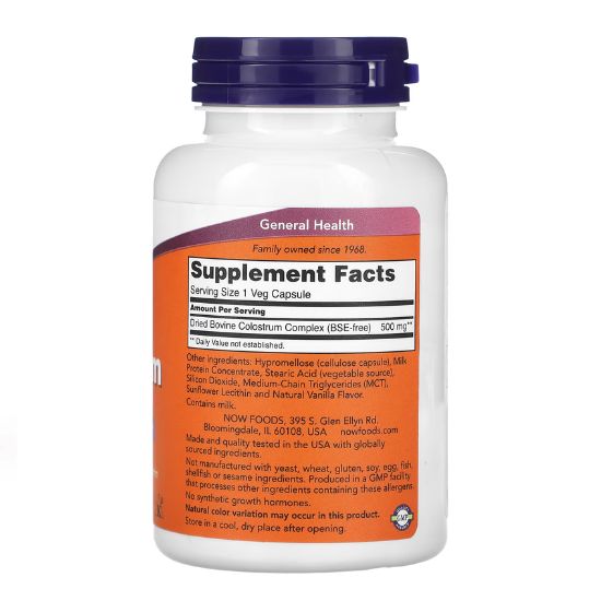 Colostrum, 500mg, 120 vcaps, NOW Foods - Vitax.ro