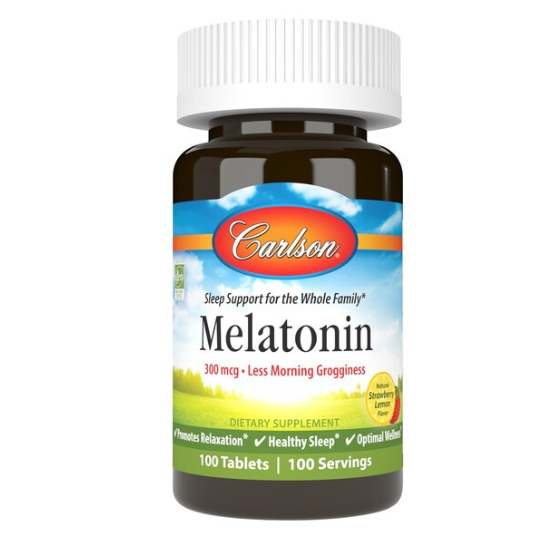 Melatonin, Natural Strawberry Lemon, 100 tablets, Carlson Labs - Vitax.ro