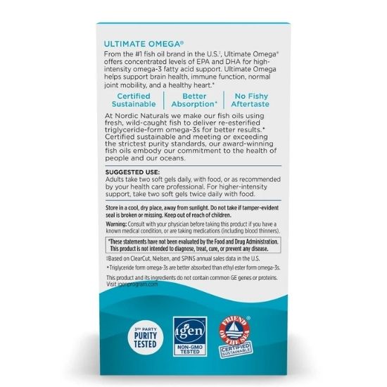 Ultimate Omega Fish Oil, 1280mg Lemon, 180 softgels, Nordic Naturals - Vitax.ro