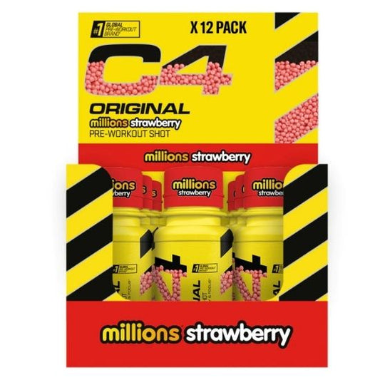 C4 Original Pre-Workout Shot, Millions Strawberry, 12 x 60 ml, Cellucor - Vitax.ro