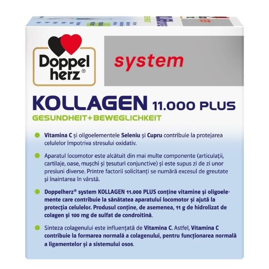 Kollagen 11000 Plus, 25 ml, 30 flacoane unidoza, Doppelherz - Vitax.ro