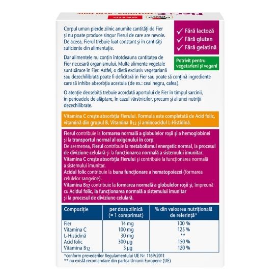 Fier + Vitamina C + Histidina + Acid Folic Aktiv, 30 comprimate, Doppelherz