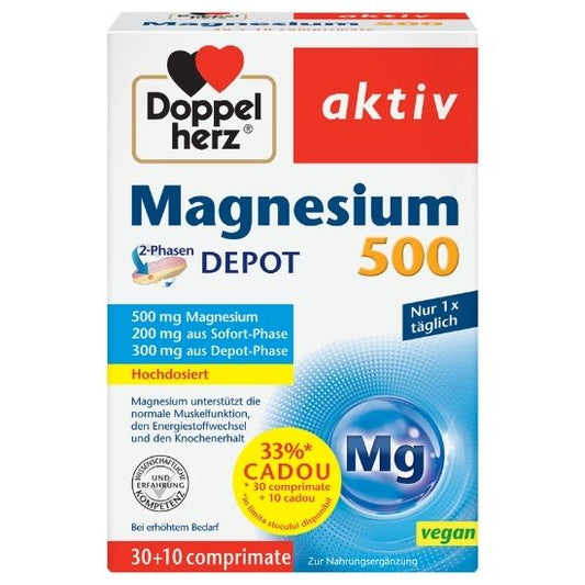Magneziu 500 mg, 30 + 10 comprimate, Doppelherz - Vitax.ro