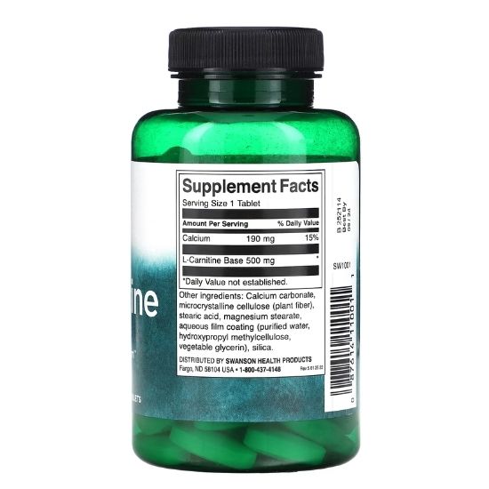 L-Carnitine, 500mg, 100 tabs, Swanson - Vitax.ro
