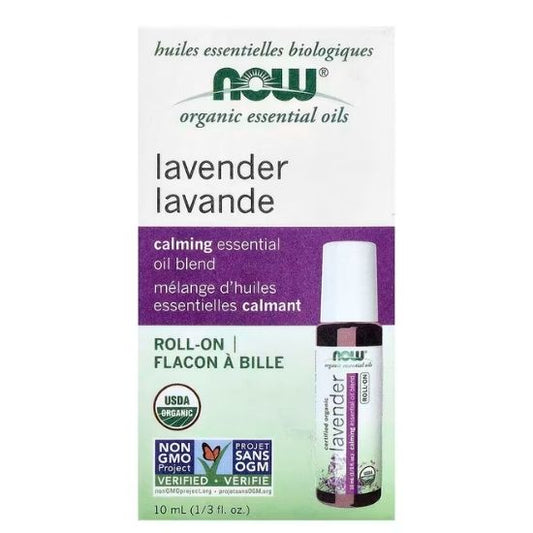 Essential Oil Roll-On, Lavender, 10 ml, NOW Foods - Vitax.ro