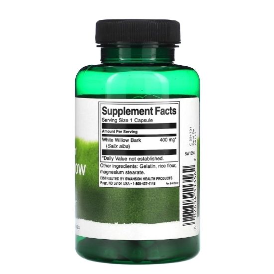 White Willow Bark, 400mg, 90 caps, Swanson - Vitax.ro