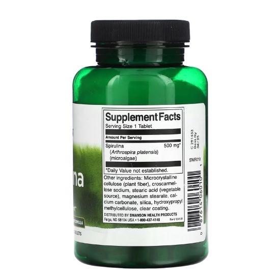 Spirulina, 500mg, 180 tabs, Swanson - Vitax.ro