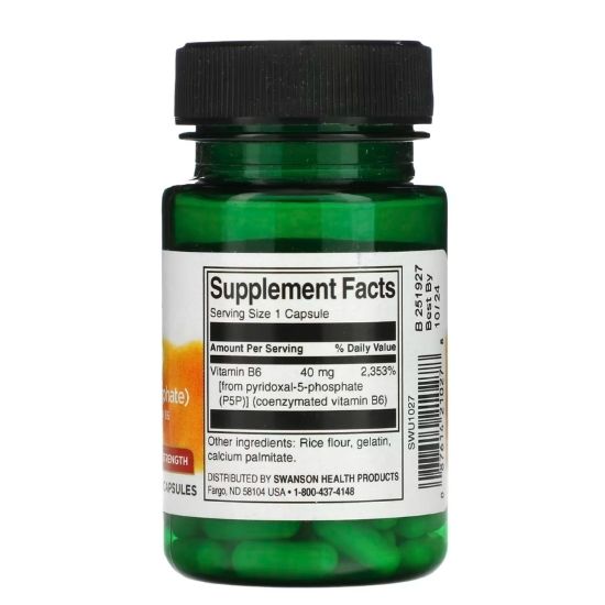 P-5-P (Pyridoxal-5-Phosphate), 40mg, 60 caps, Swanson - Vitax.ro