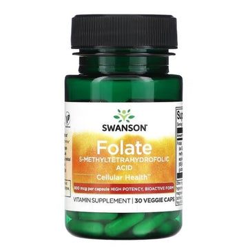 Folate (5-Methyltetrahydrofolic Acid), 800mcg, 30 vcaps, Swanson - Vitax.ro
