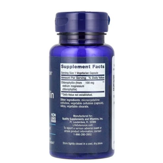 Chlorophyllin, 100mg, 100 vcaps, Life Extension - Vitax.ro