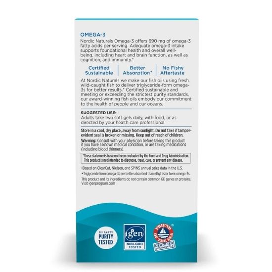 Omega-3, 690mg Lemon, 120 softgels, Nordic Naturals - Vitax.ro