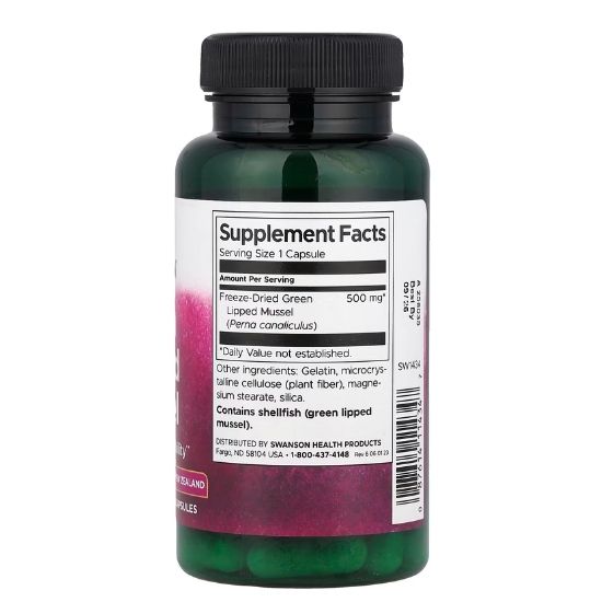 Green Lipped Mussel, 500mg, 60 caps, Swanson - Vitax.ro
