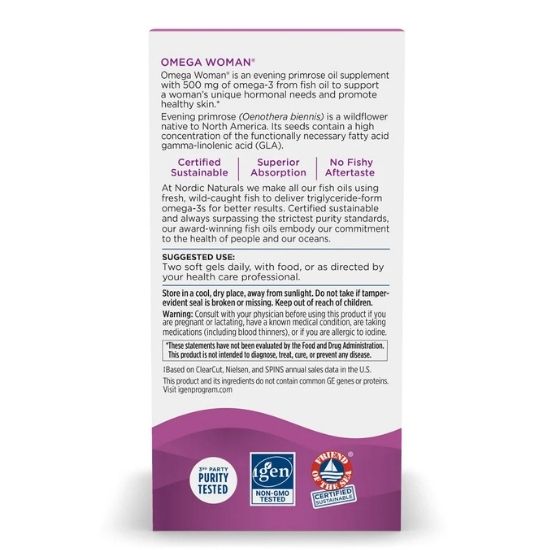 Omega Woman, 500mg, 120 softgels, Nordic Naturals - Vitax.ro