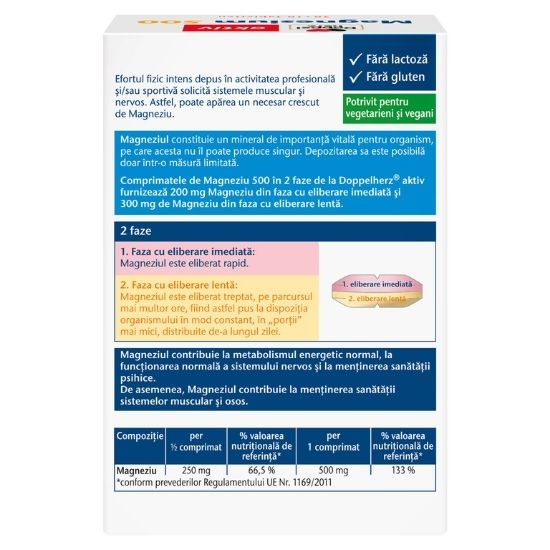 Magneziu 500 mg, 30 + 10 comprimate, Doppelherz - Vitax.ro