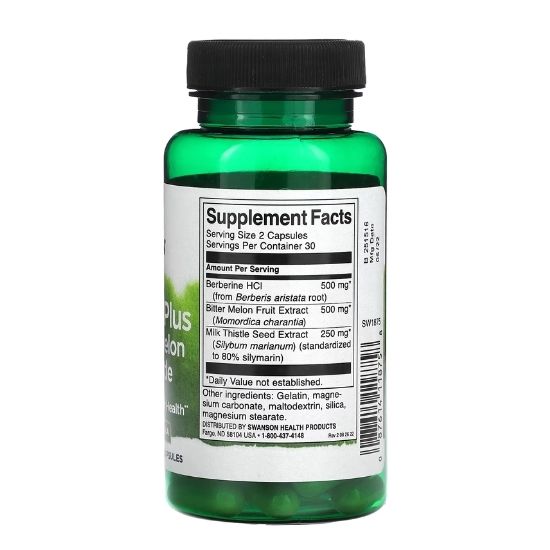 Berberine Plus with Bitter Melon & Milk Thistle, 60 caps, Swanson - Vitax.ro