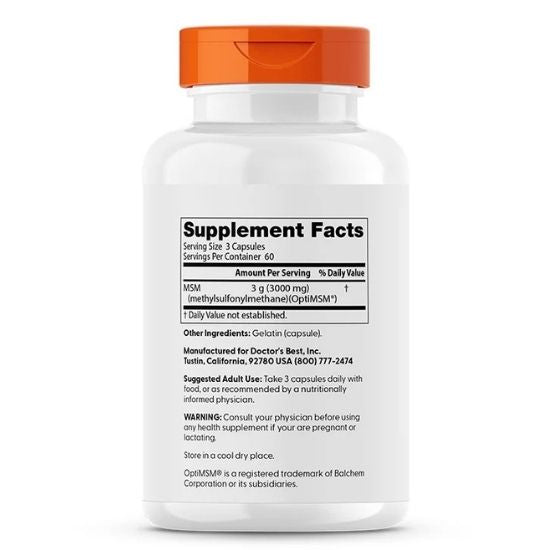 MSM cu OptiMSM, 1000mg, 180 caps, Doctor's Best - Vitax.ro