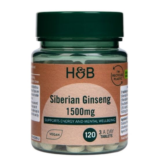 Siberian Ginseng, 1500mg, 120 vegan tablets, Holland & Barrett - Vitax.ro
