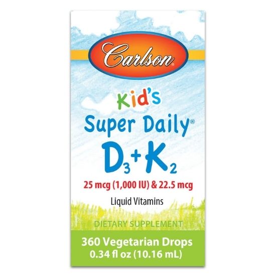 Kid's Super Daily D3 + K2, 10 ml, Carlson Labs - Vitax.ro