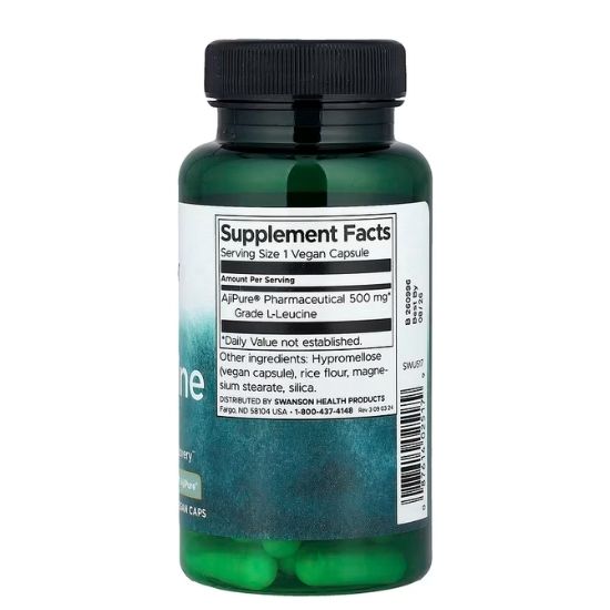 AjiPure L-Leucine, 500mg, 60 vcaps, Swanson - Vitax.ro