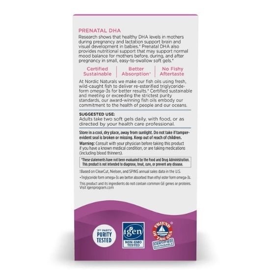 Prenatal DHA, 830mg Unflavored, 180 softgels, Nordic Naturals - Vitax.ro