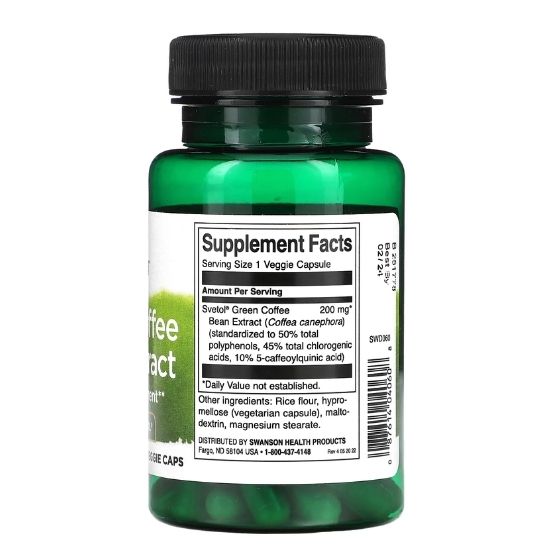 Green Coffee Bean Extract, 60 vcaps, Swanson - Vitax.ro